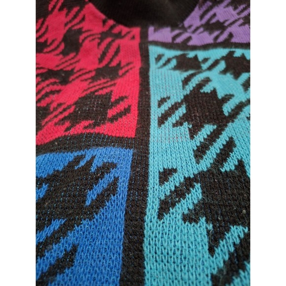 Vintage 1980s Glamour Knit Neon Color Block Sweater - Picture 2 of 4